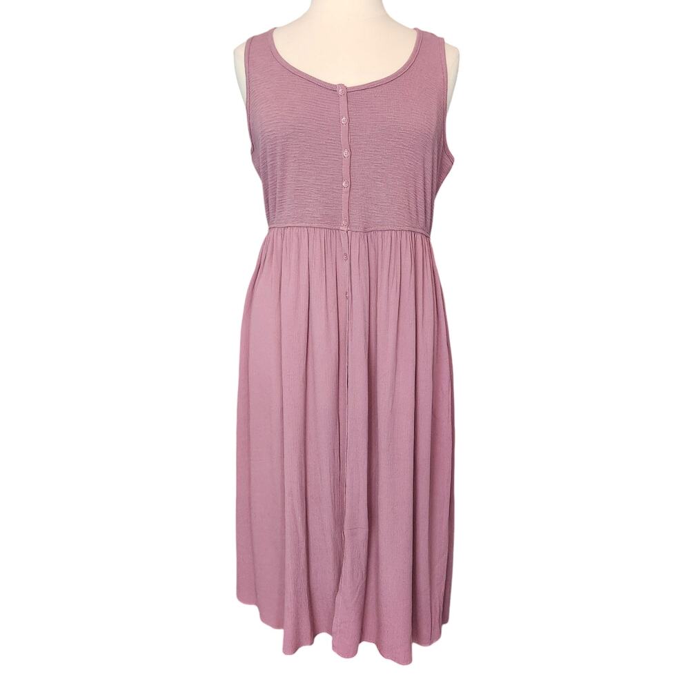 Frye Women's Easy Button Front Midi Dress with Pockets Mauve Pink Size XXL